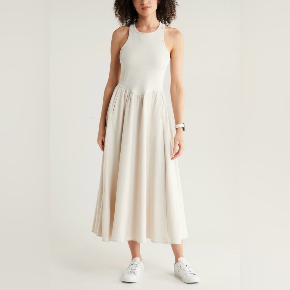 ZELLA Effortless Cutout Back Hybrid Dress in Grey Moonbeam Size L